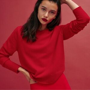 Reformation Dana Cashmere Crew Sweater Cherry Red Medium